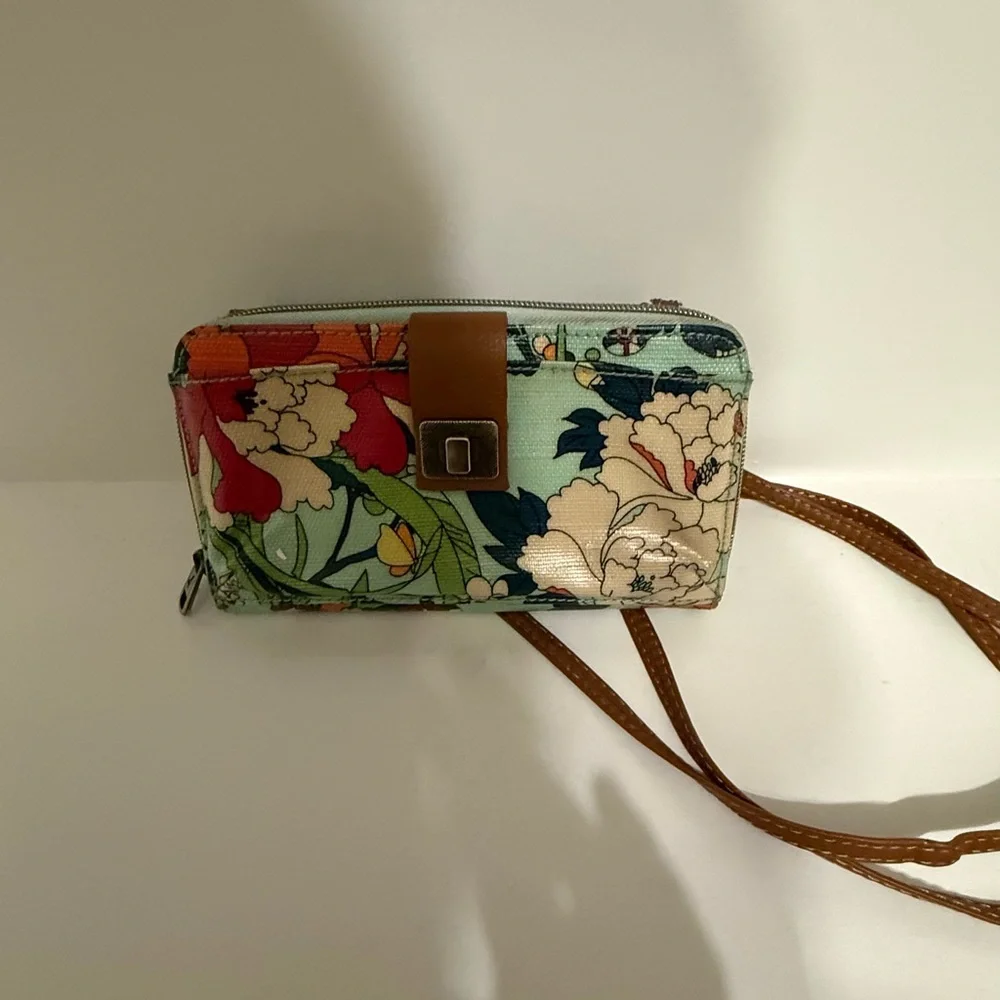 Sakroots Artistic Floral Crossbody Bag - Teal and Red - Picture 3 of 4